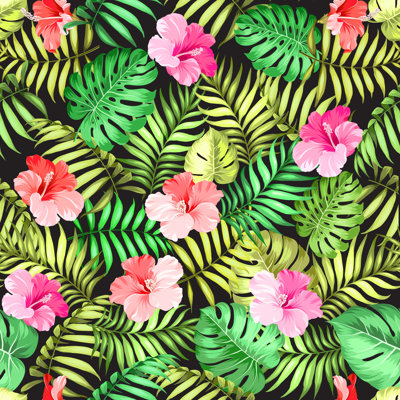 Topical Palm Leaves - Wrapped Canvas Print