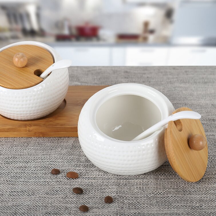 KooK Ceramic Nesting Bowls with Lids, Food Storage Containers