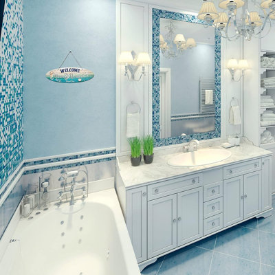 Coastal Beach Wall Plaque – Hotop Starfish & Seahorse Wooden Sign For Home Decor