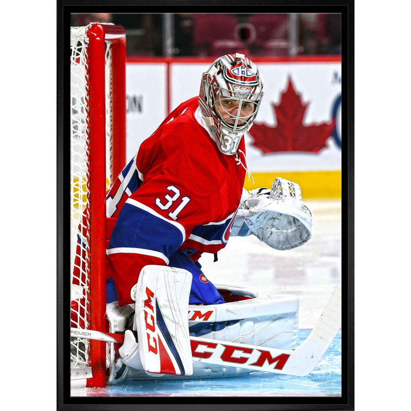 Carey Price Non signée, toile encadrée 20 x 29 "Protéger le filet"
