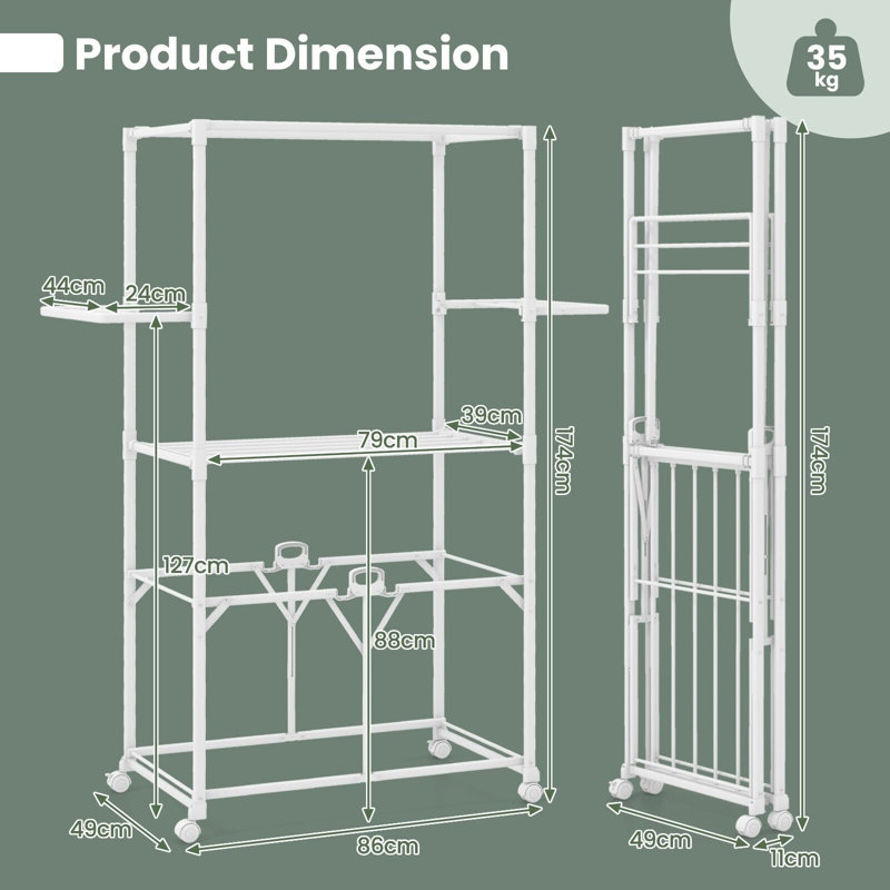 86cm Rolling Clothing Rack