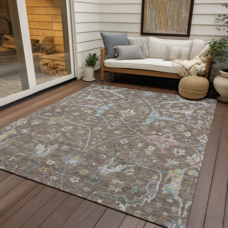 Machine Washable Indoor/Outdoor Kaczor ACN2233 Global Rug, Rectangle 10' x 14'