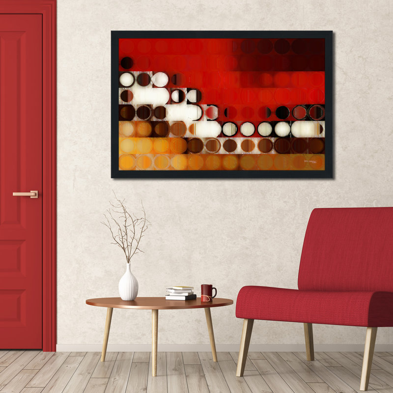 «Circles and Squares # 17», reproduction d'art sur toile, H 27,5 po x l 39,5 po x P 0,75 po, Cadre espresso