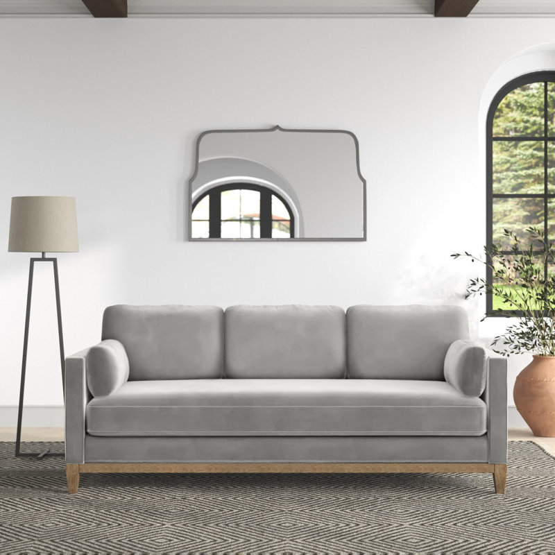 Pera 84'' Velvet Sofa, Opal Gray Velvet