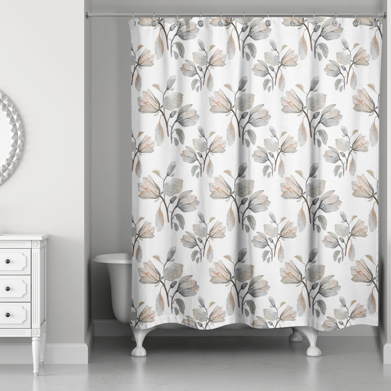 Rideau de douche simple à motif floral, gris