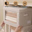 Ensemble de 4 bacs de rangement pliables en tissu avec couvercles en tissu avoine et placards cubes 38 x 25 x 25 cm