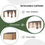 Pavillon de jardin mural à toit rigide de 12 pi x 10 pi avec toit en polycarbonate et rideaux d'intimité amovibles