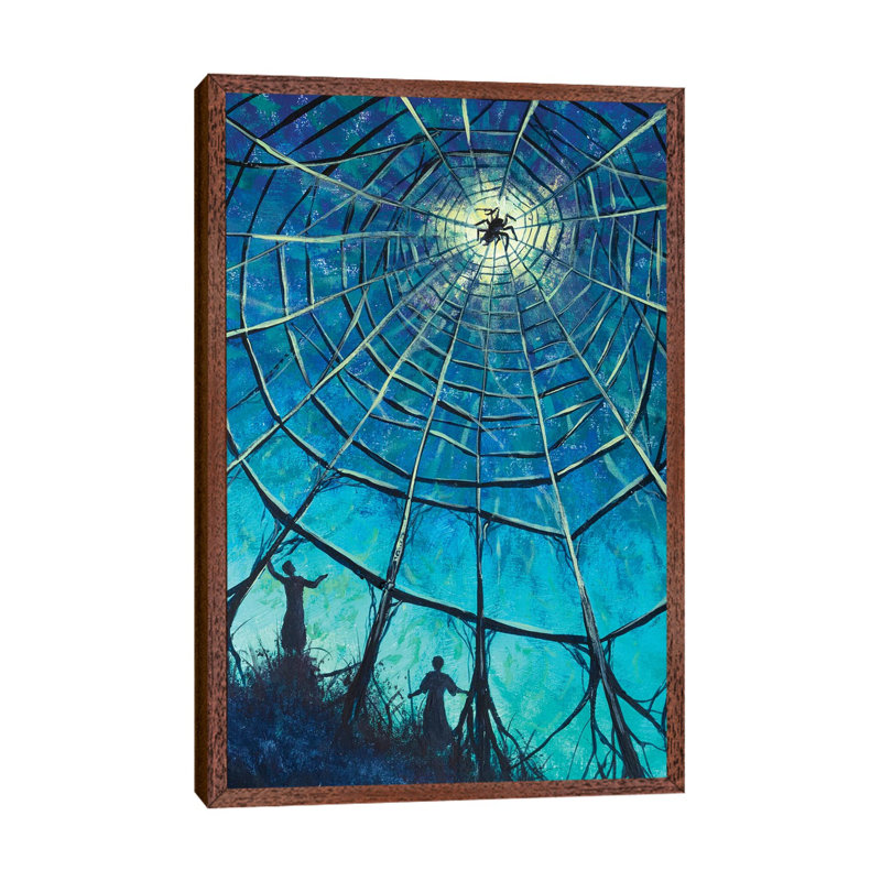 Two People And A Big Spider On A Web Fantasy Art by Valery Rybakow - Gallery-Wrapped Canvas Giclée on Canvas