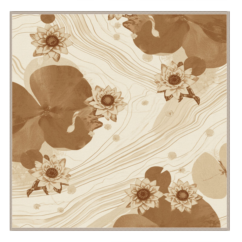 Tapis beige moelleux moelleux à motif floral classique - reliure beige, Carré 6 pi