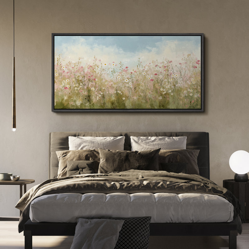 "Fresh Wildflower Field with Daisies" - très grande impression sur toile encadrée, H 30 po x l 60 po x P 1,5 po