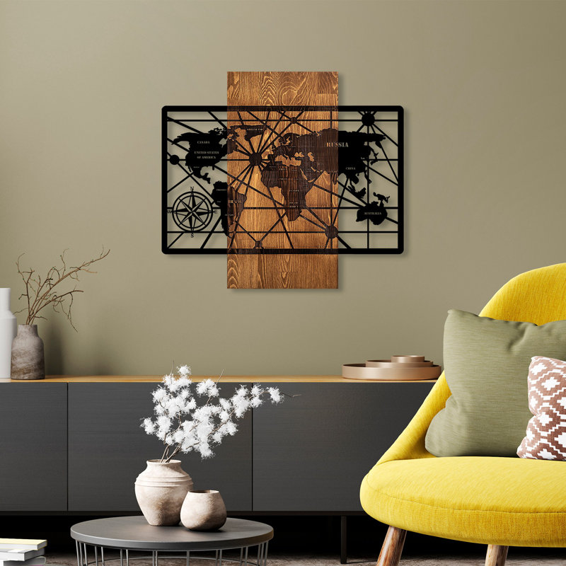 Accessoire mural décoratif en bois, H 22,4 po x l 24,8 po x P 1 po