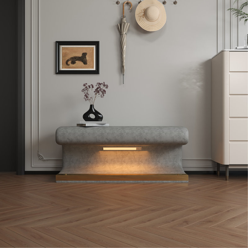 Banc rembourré en cuir avec DEL pour le salon - Éclairage d'entrée gris Enchantment