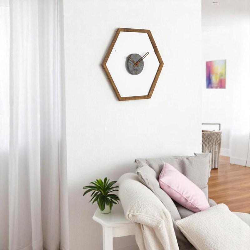 Horloge murale Tuva, cadre en bois, Naturel