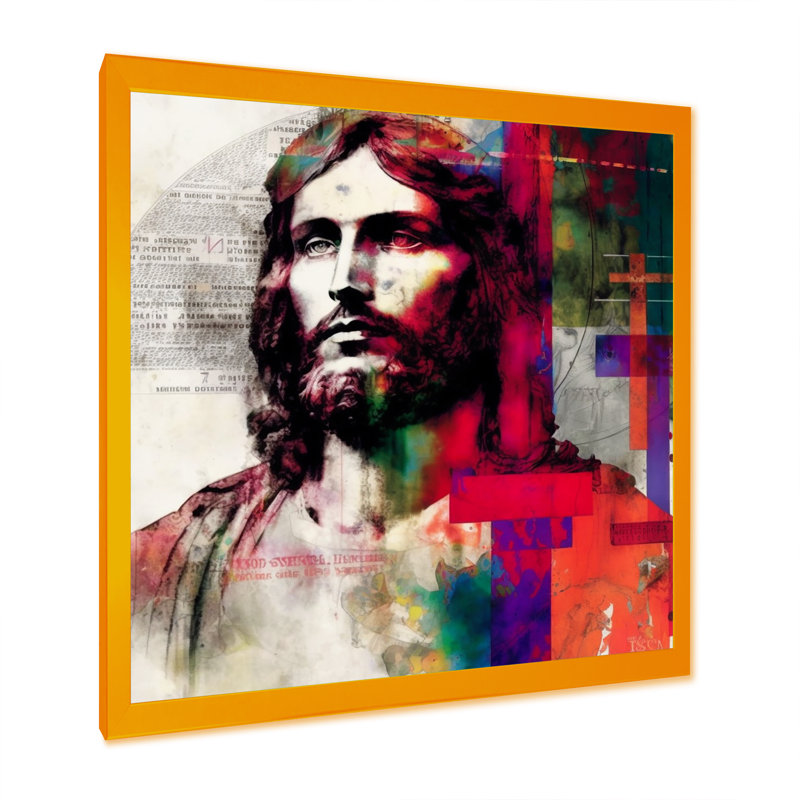 Pop Art Jesus Portrait I - reproduction sur toile, H 16 po x l 16 po x P 1 po, Impression dorée sur toile encadrée