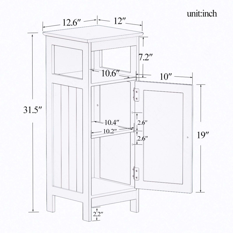 Wooden Bathroom Single Door Freestanding Cabinet With Open Shelf