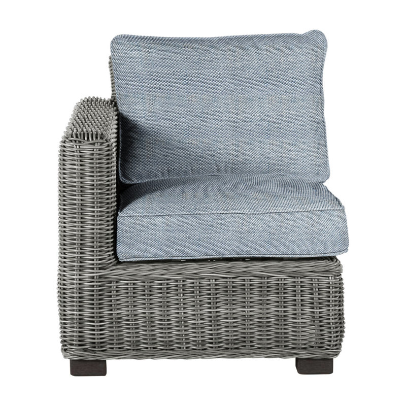 Rustic Woven Sectional Left, No Welt, Rollo Chambray InsideOut® Linen, Slate Gray
