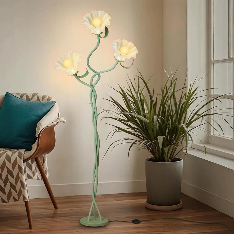 Vintage 3-Headed Flower Floor Light