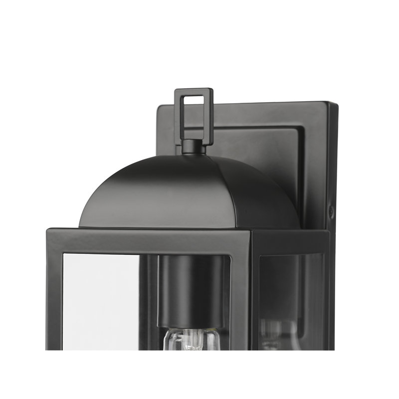 Borg 1-Light Outdoor Wall Sconce - Powder Coated Black, 12.75" H x 5" W x 6" D