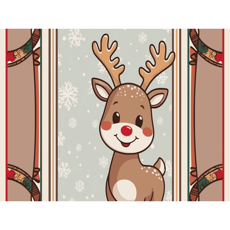 Tapis de vacances d'hiver de Noël lavable The Holiday Aisle®, Rectangle 7 pi x 9 pi
