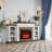 72" Electric Fireplace With Mantel, Fireplace Tv Stand For Tvs Up To 80 Inch, Entertainment Center With Storage, Realistic Stacked Stone Surround For Living Room-1105419407