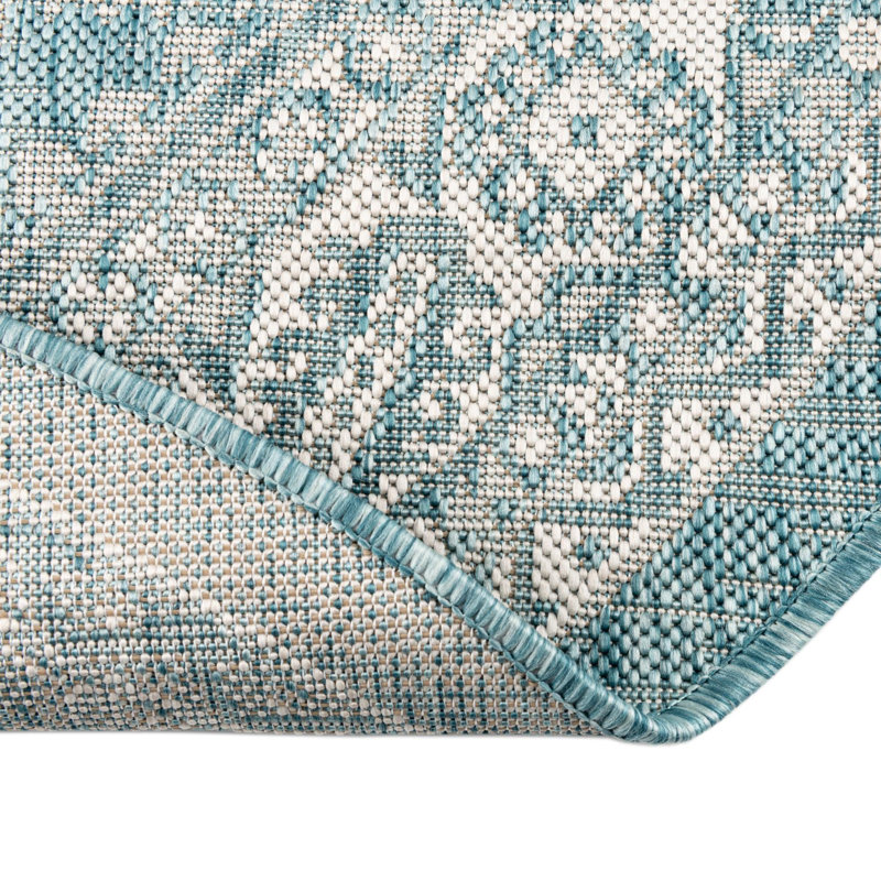 Tapis intérieur / extérieur bleu Danera, Rond 4 pi