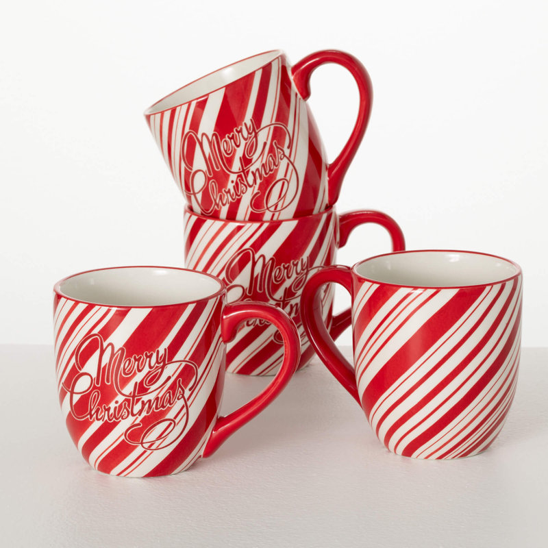 Tasse 4,5 "Merry Christmas, rouge et blanc