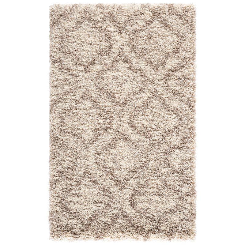 Tapis ivoire / brun Borelli, Rectangulaire 3 pi x 5 pi