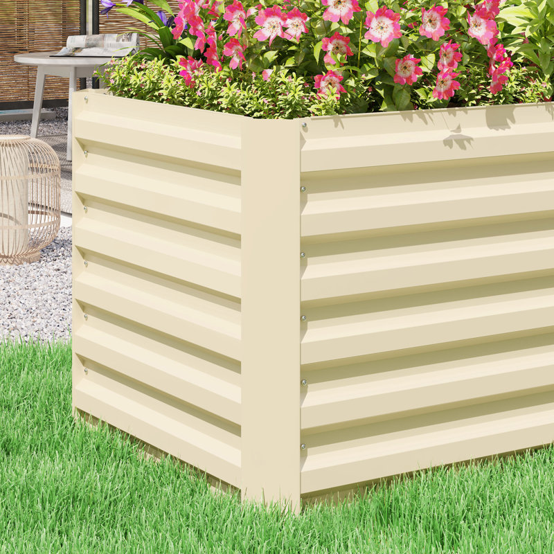 Lit de jardin surélevé en métal Evelin, 22.25" H x 94" W x 23.5" D, Cream, 1
