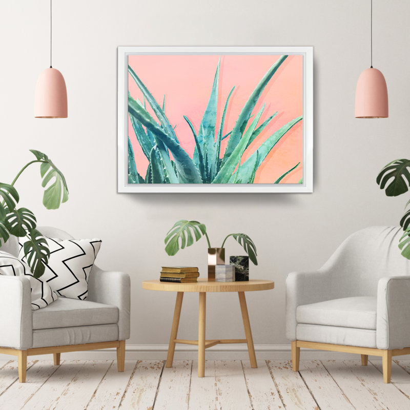 « aloe need », impression sur toile succulent, H 30 po x l 40 po x P 1,5 po, Cadre blanc