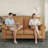 71-Inch Faux Leather 2-Seater Sofa With Solid Wood Frame, Spring Seat Cushion And Two Throw Pillows - Orange-799661168
