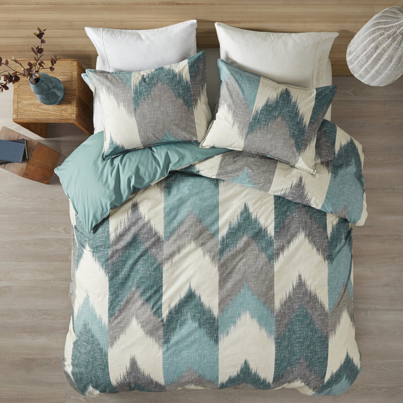 Housse de couette pour grand lit Mini - Fermeture à boutons en coton imprimé et attaches intérieures 2 taies décoratives incluses