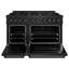 ZLINE 48" Classic Double Oven Gas Range in Black Stainless w/ 8 Brass Burners