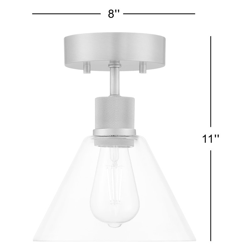 Southglenn Glass Semi Flush Mount, Brushed Steel