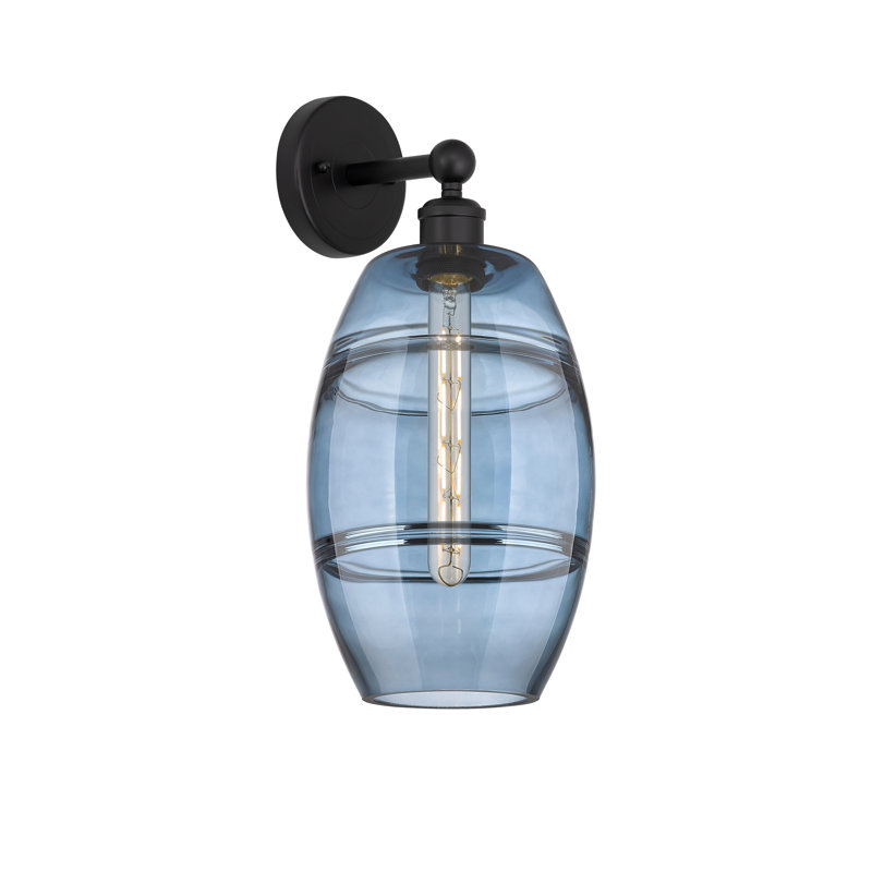 Applique murale en acier Bettylou, H 12,13 po x l 8 po x P 8,5 po, Bleu princesse, Noir mat