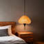 Luminaire suspendu en rotin moderne organique de 16 po, lustre tissé en dôme à 3 lumières avec finition noir mat, hauteur réglable