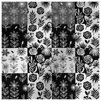 Housses de couette à motif floral noir et blanc