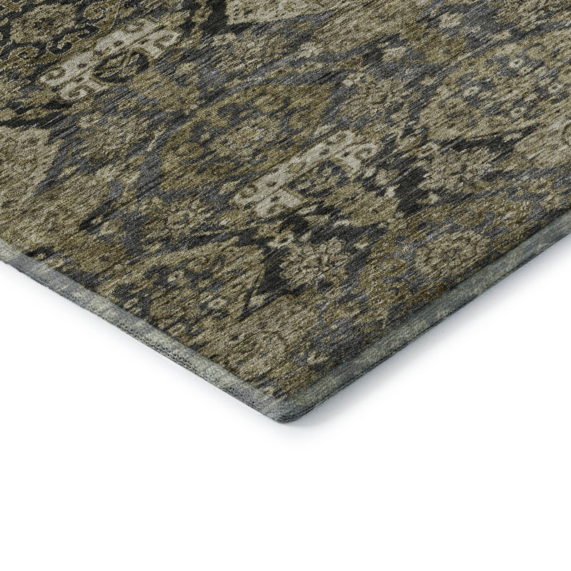 Premium Machine Washable Jamestown AMF1084 Damask Rug, Rectangle 8' x 10'