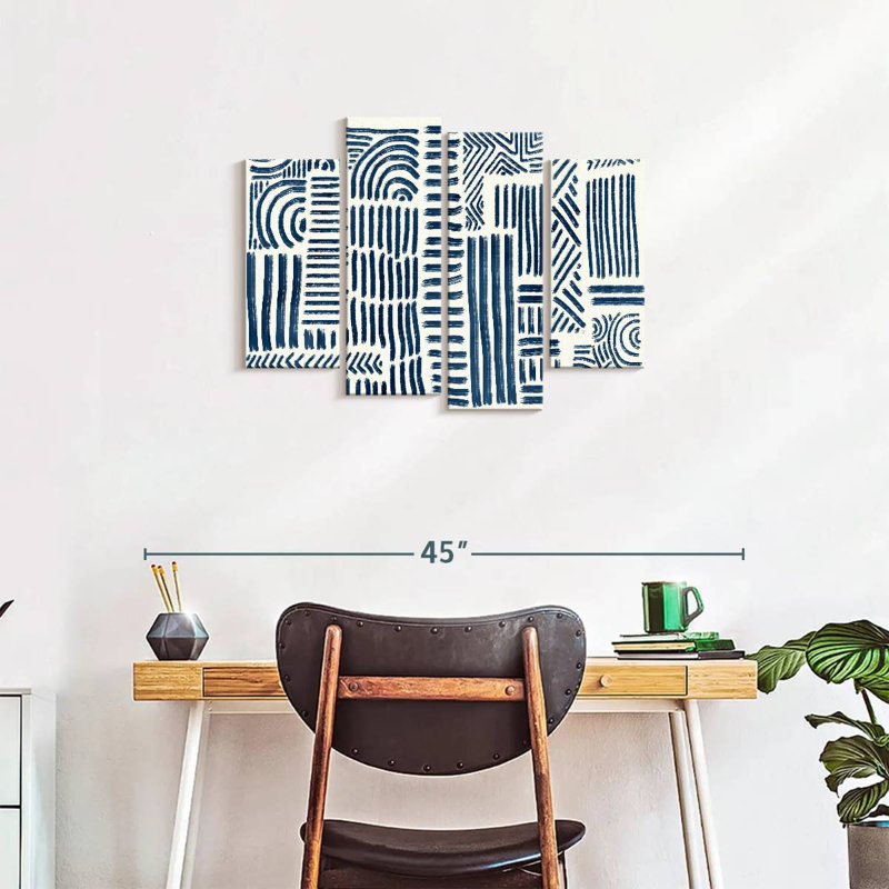«Strokes And Lines», ensemble de 4 reproductions sur toile 4 pièces par AfroArtistry Studio, H 22 po x l 36 po x P 1 po