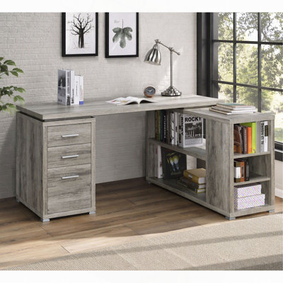 Tona  Driftwood 3-Drawer L-shape Desk