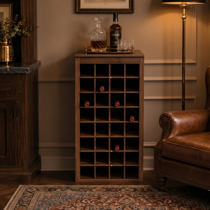 Armoire à vin sur pieds 32 bouteilles, Walnut