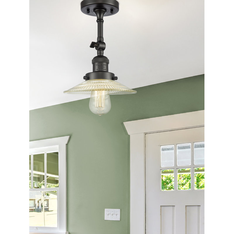 Miramontes Glass Semi Flush Mount, Oil Rubbed Bronze, 2"H x 9"W, Clear Holophane