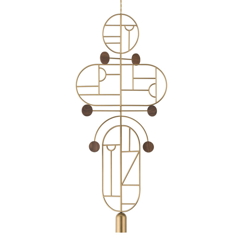 Wooden Dots 1 - Light Pendant, Brass, Walnut