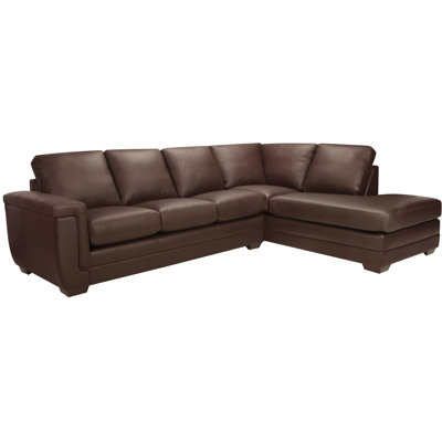 Gile 116" Wide Genuine Leather Right Hand Facing Corner Sectional by Latitude Run