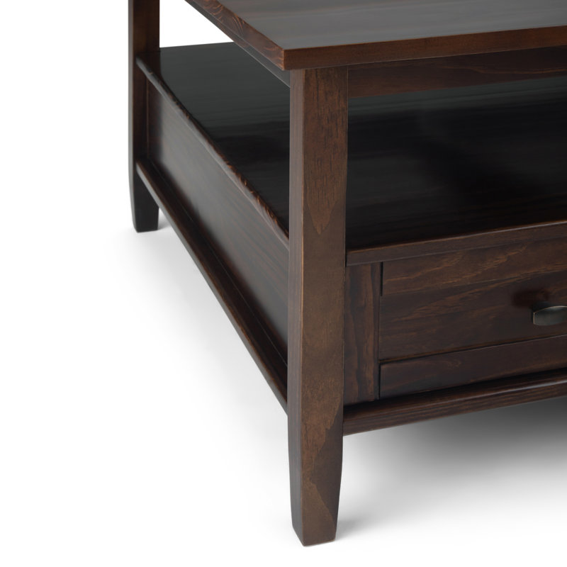 Warm Shaker Tobacco Brown Square Coffee Table with Storage