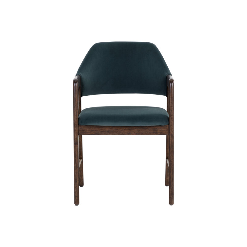Bessinger Upholstered Dining Chair, Dark Gray Performance Basketweave, Brown