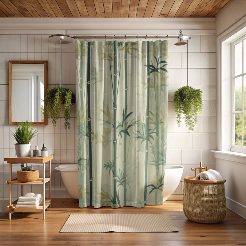 Rideau de douche Bamboo Texture - Premium, H 74 po x l 71 po
