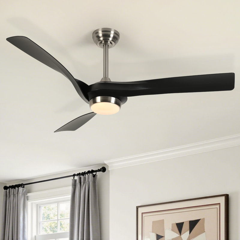 Ventilateur de plafond moderne de 52 po avec lumière et télécommande, 3 lumières à intensité variable DEL, moteur CC réversible silencieux, ventilateur de plafond à 6 vitesses pour chambre à coucher et salon Karlena