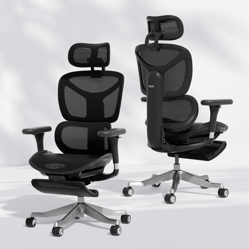 One-Touch Control Ergonomic Mesh Task Chair with 3-Level Recline Lock, High-end Office chair,Computer Chair with Adjustable Backrest & Lumbar Support & Upgraded 6D Armrests & 3D Headrest