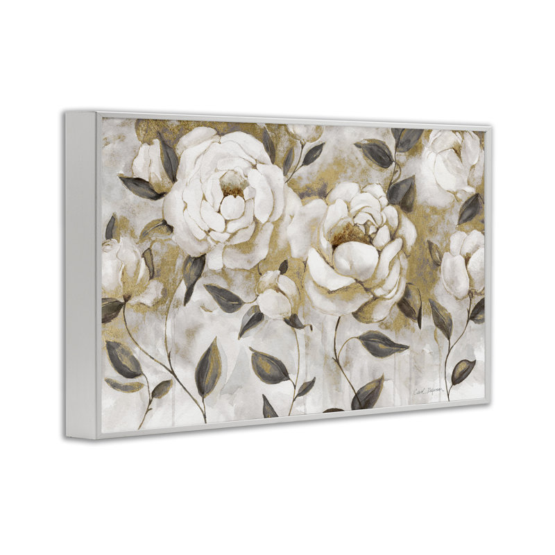 Giclée encadrée de fleurs chaudes et neutres, design par Carol Robinson, H 20 po x l 30 po