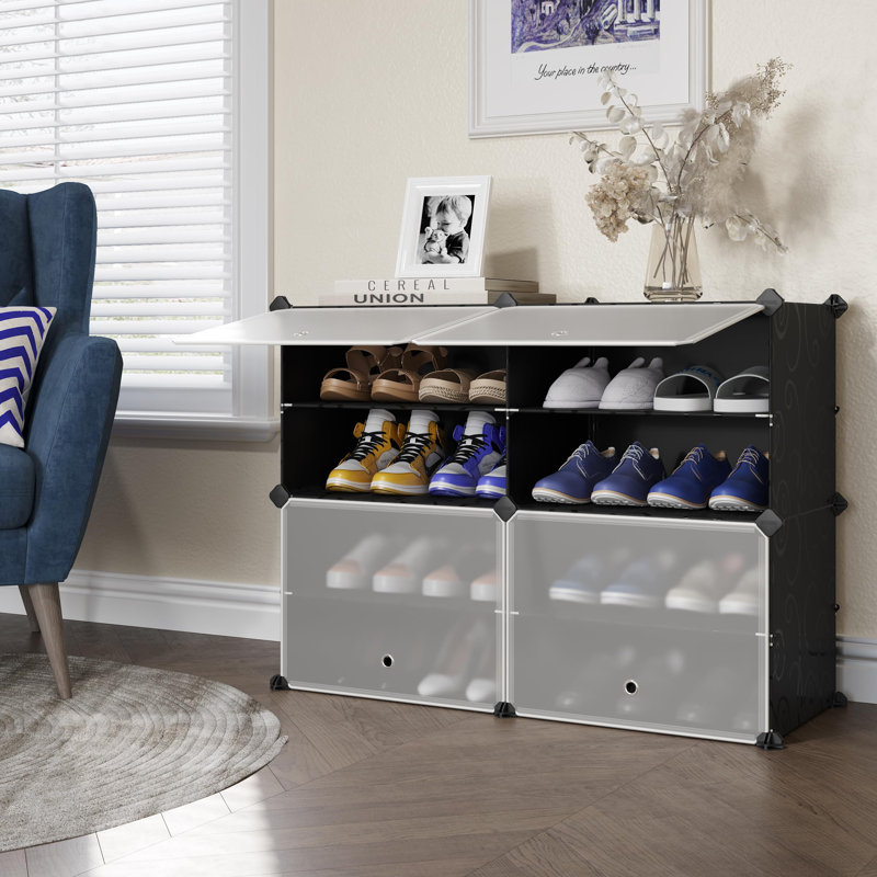 8 Pair Shoe Storage Cabinet, Black